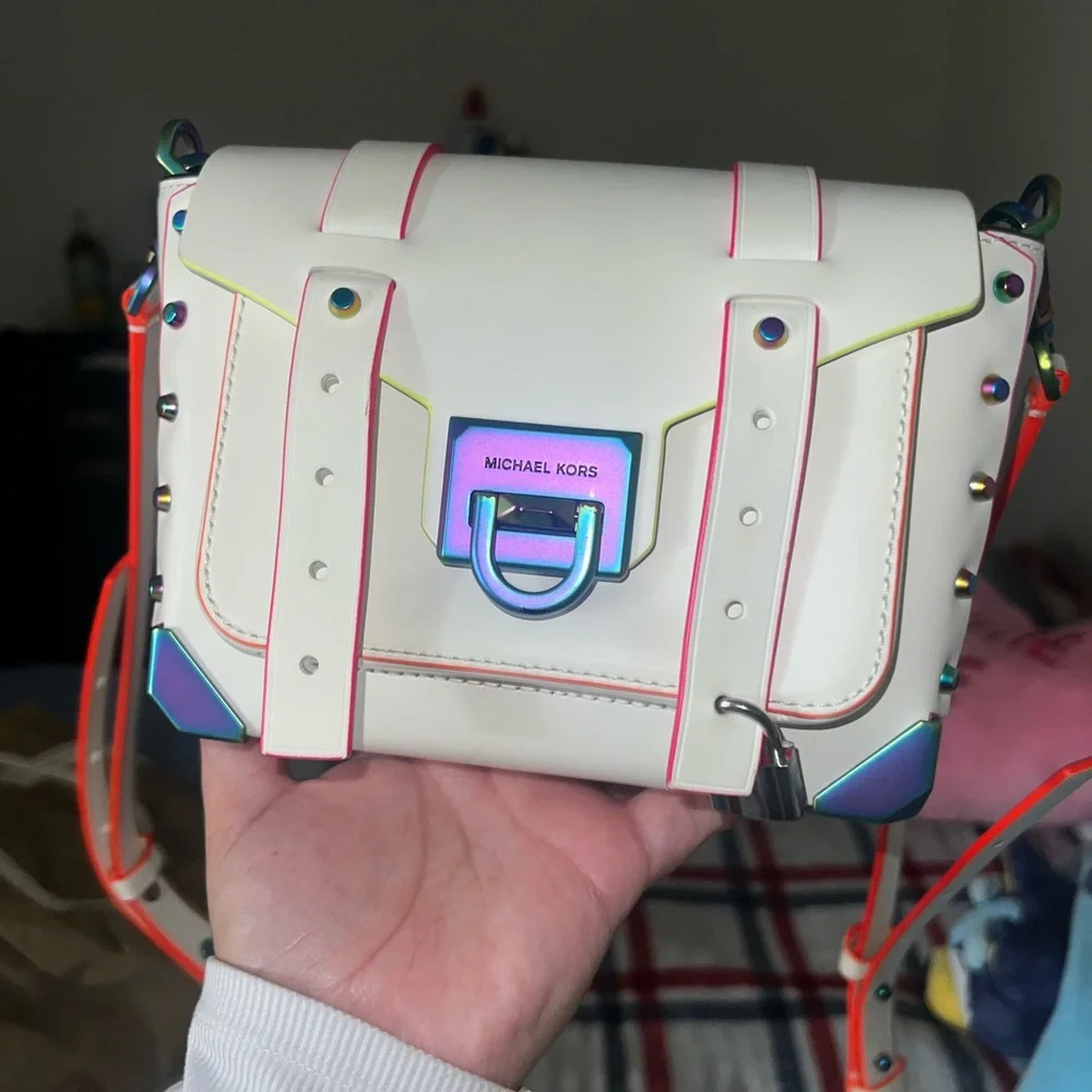 Michael Kors White Crossbody Bag with Orange Accents - Picture 7 of 8
